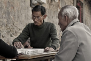 My grandfather stayed up all night and played mah-jongg